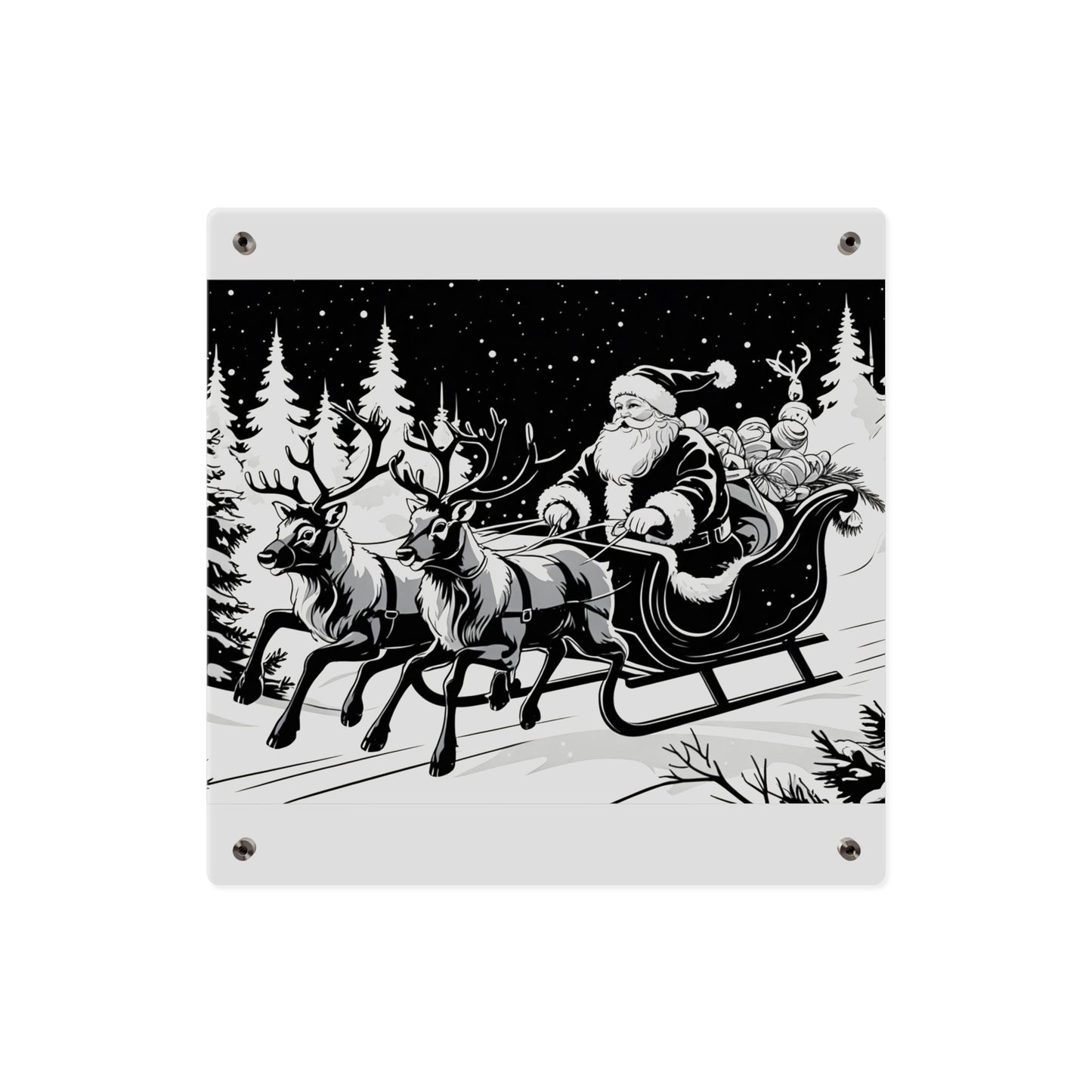 Santa's Sleigh Night Sky - Acrylic Wall Art Panel