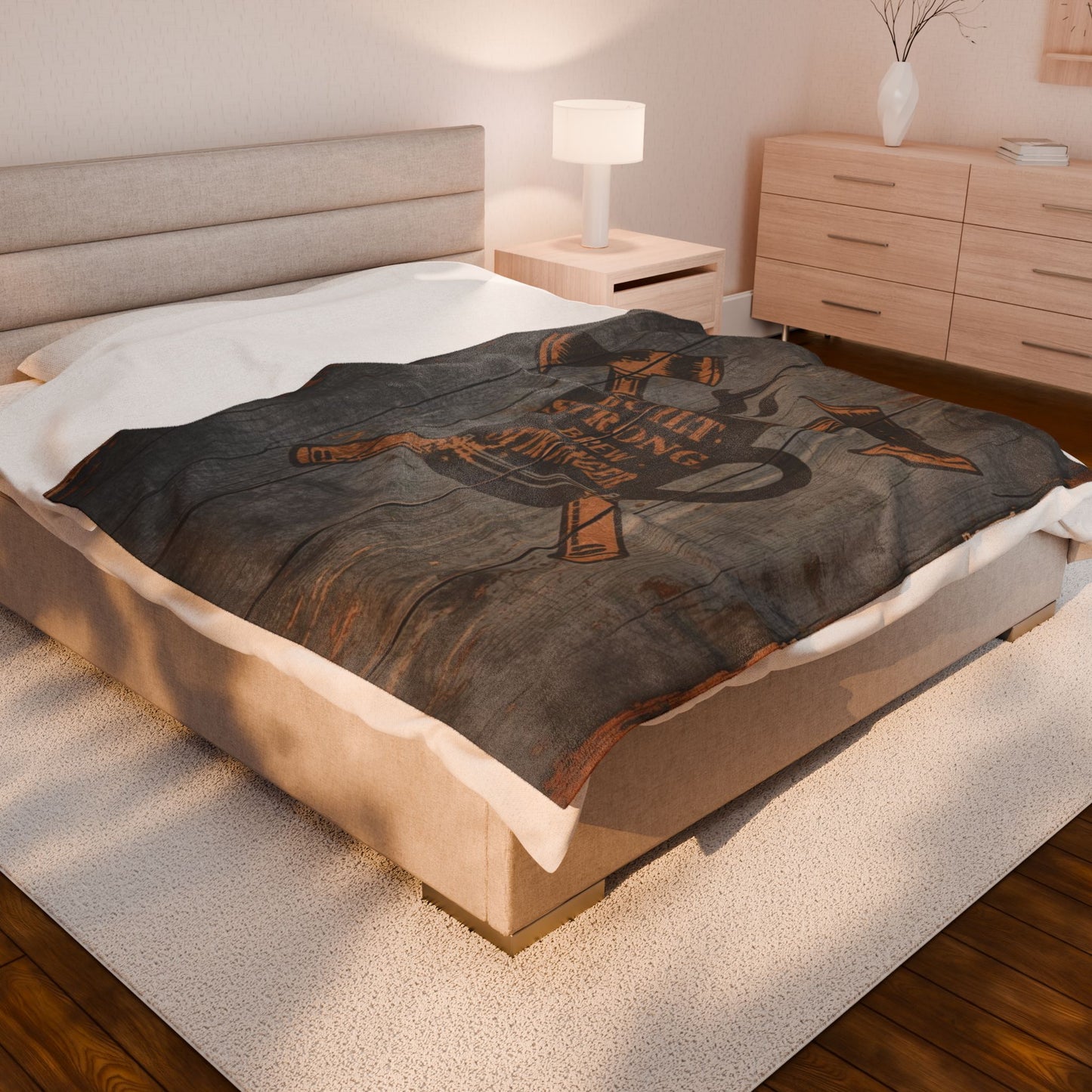 Rustic 'Built Strong' Cozy Velveteen Plush Blanket