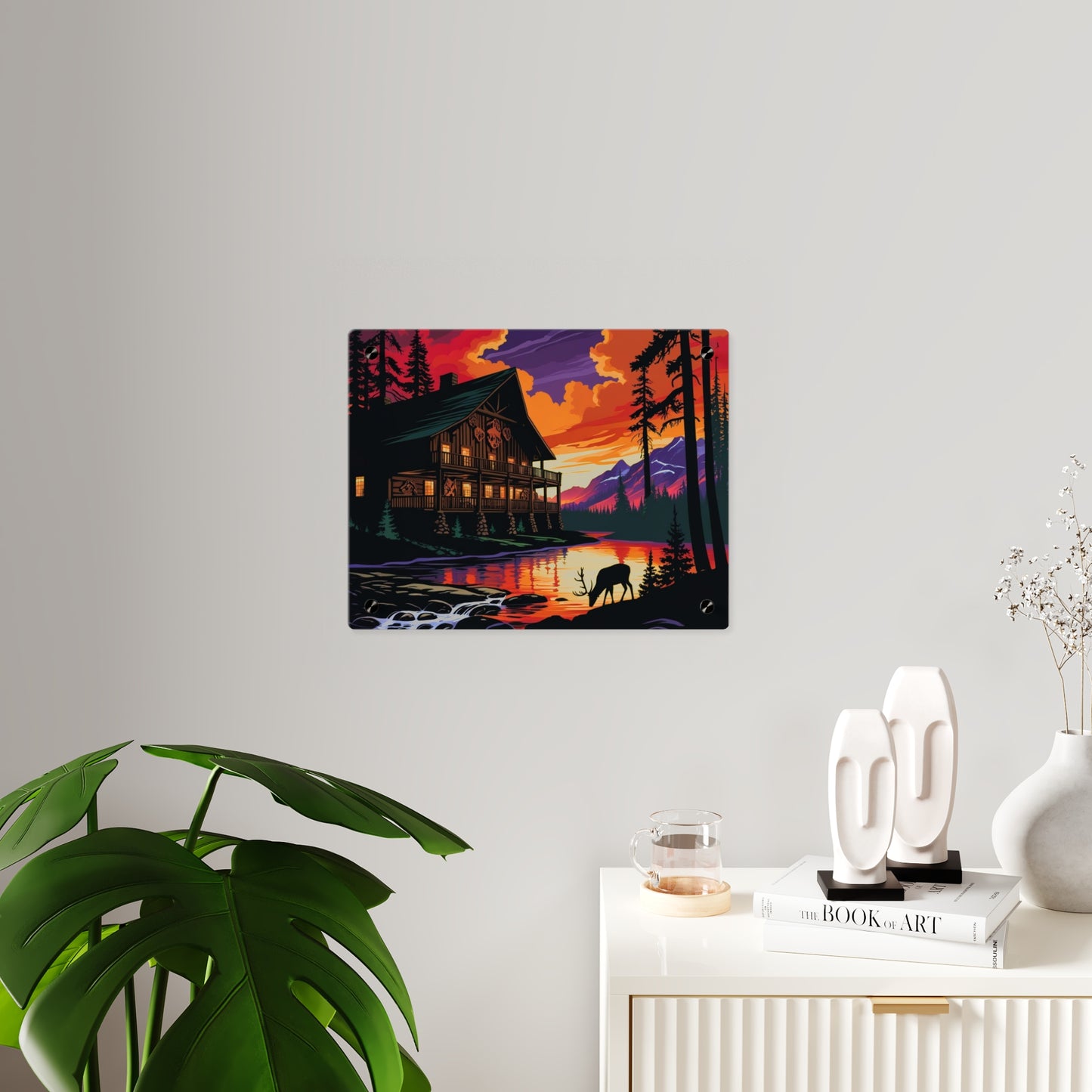 Cabin by the Stream – Acrylic Rustic Wall Art
