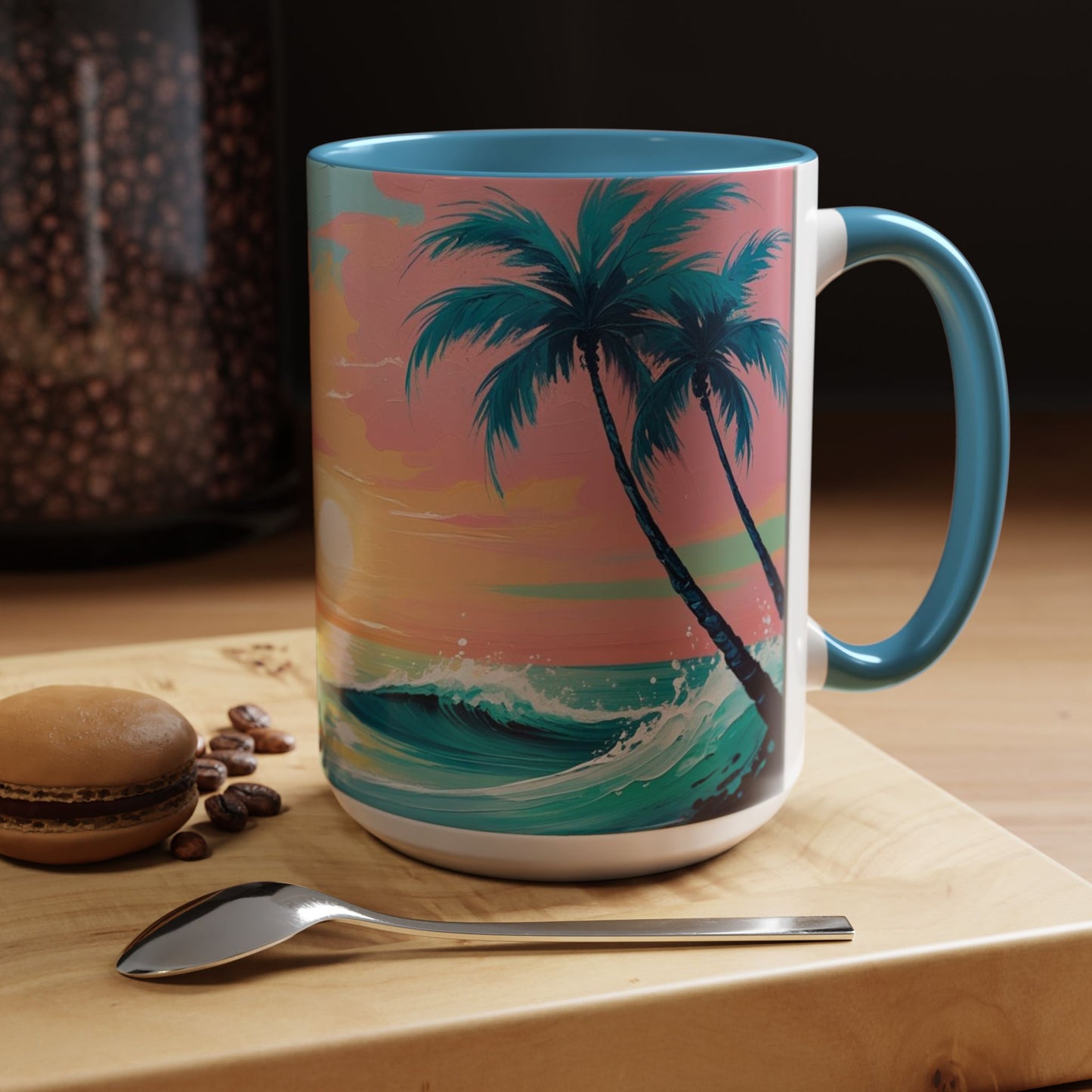 Coffee Mug, Tropical Sunset Beach Lover Gift, Vibrant Ceramic Ocean Theme Drinkware