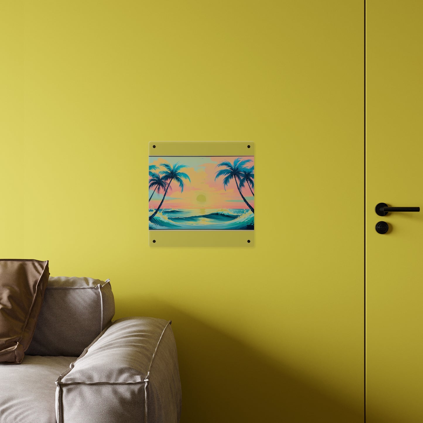 Palm Wave Paradise – Beach Sunset Acrylic Wall Panel