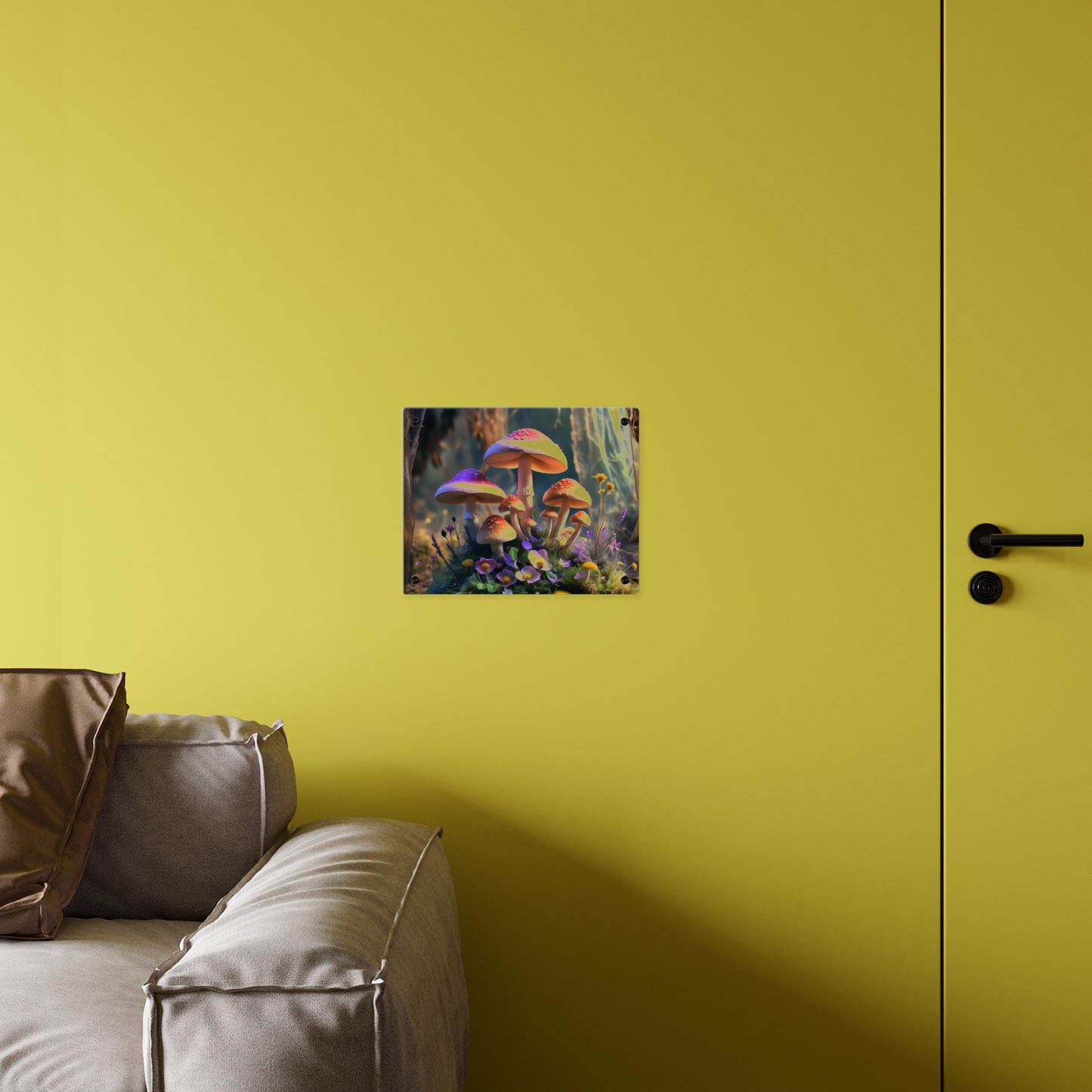 Zână de pădure cu ciuperci – Tablou acrilic rustic cu pădure