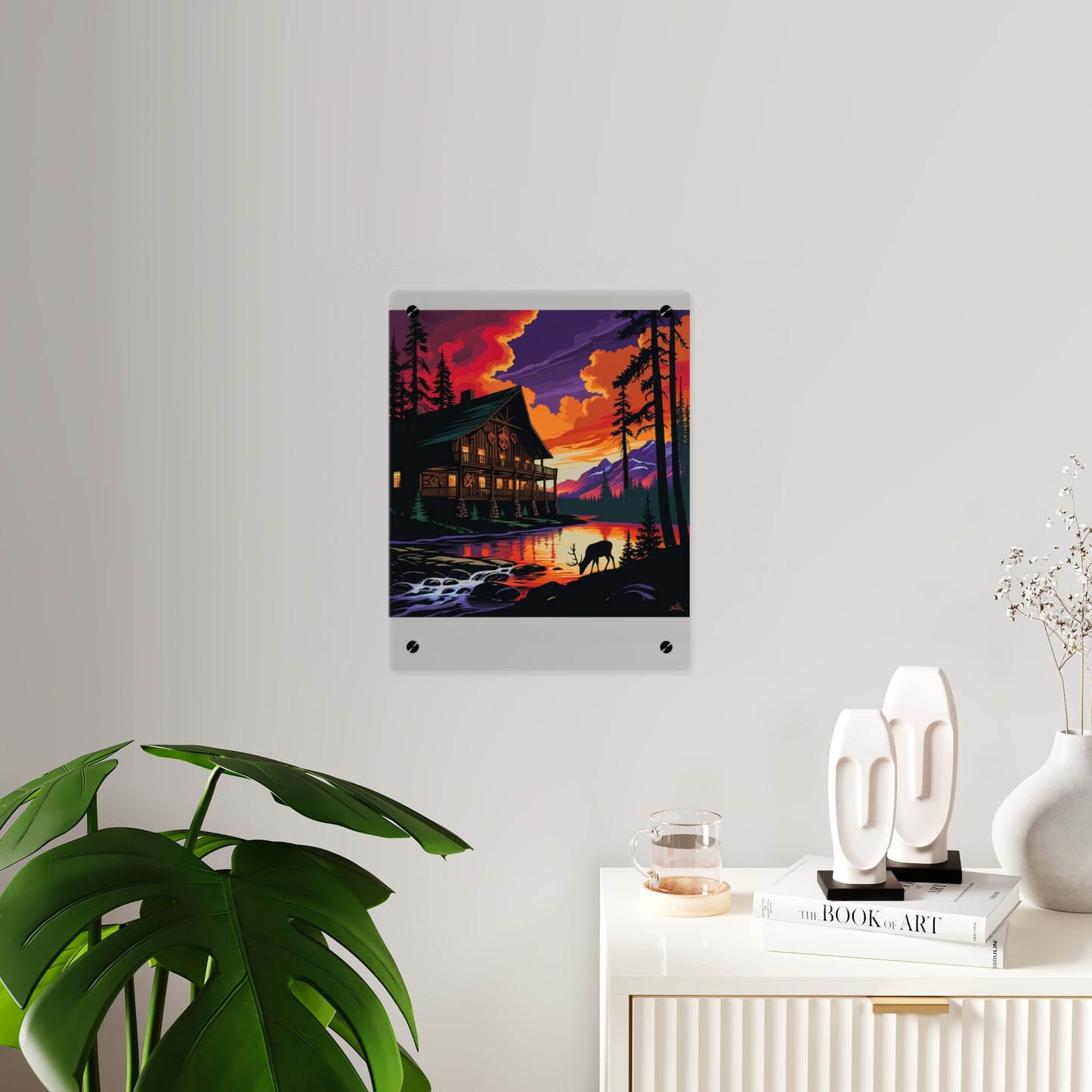Cabin by the Stream – Acrylic Rustic Wall Art