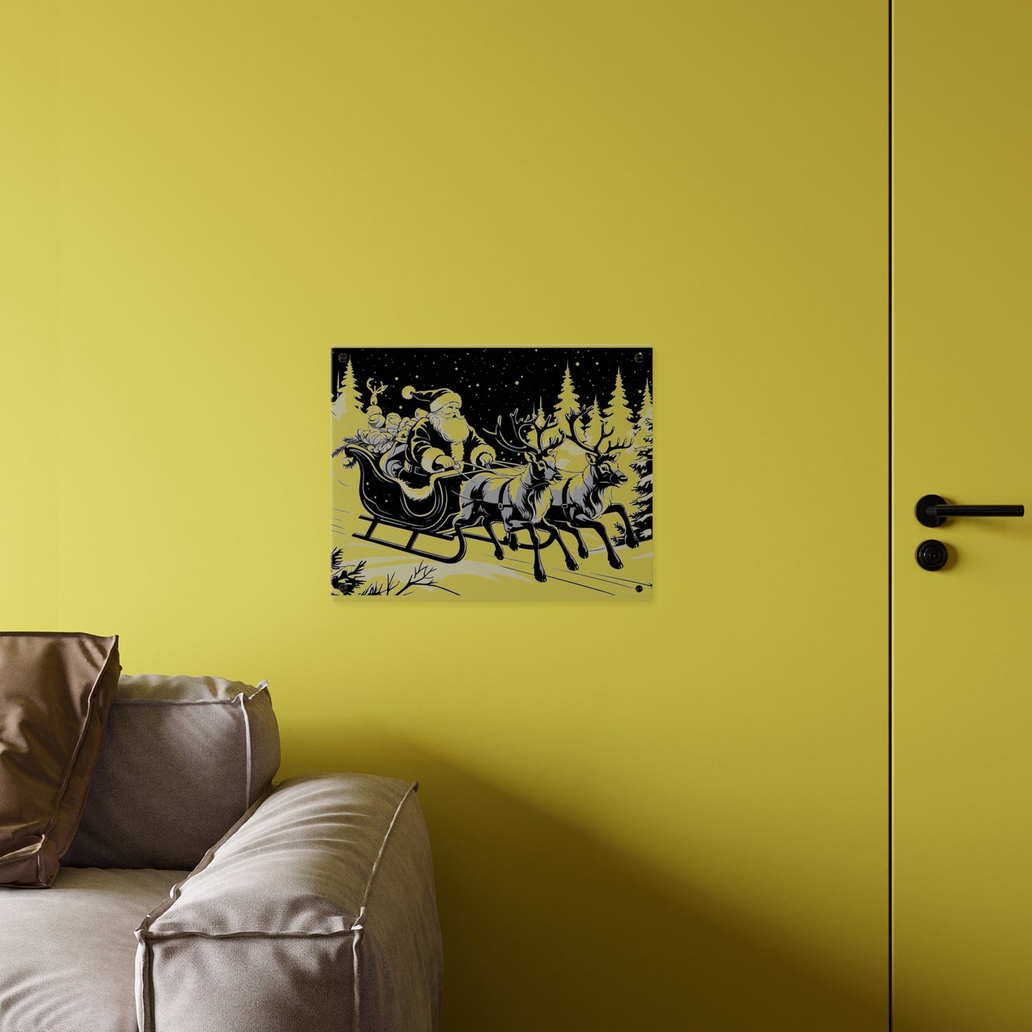 Santa's Sleigh Night Sky - Acrylic Wall Art Panel