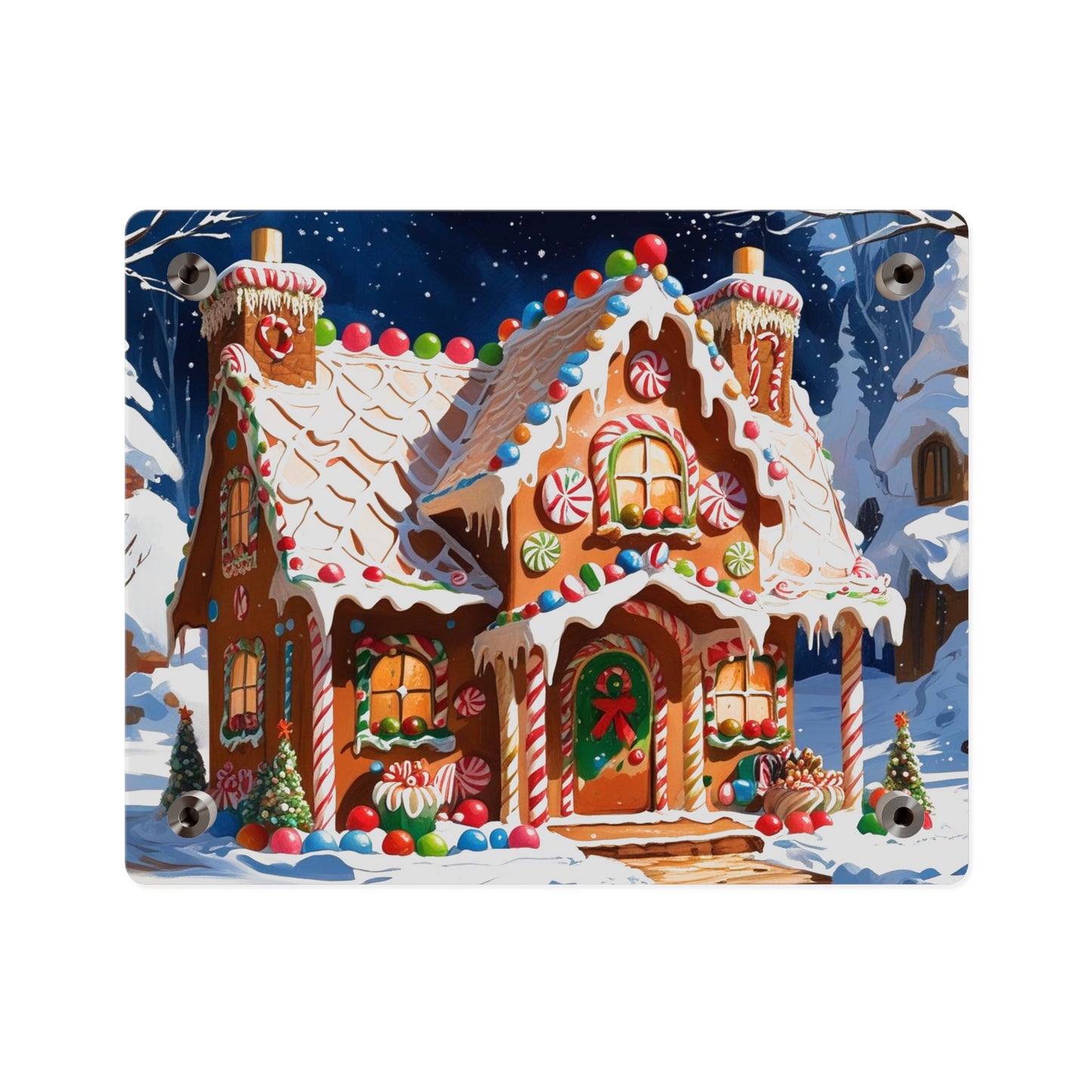 Festive Gingerbread House Acrylic Wall Art – Christmas Holiday Décor
