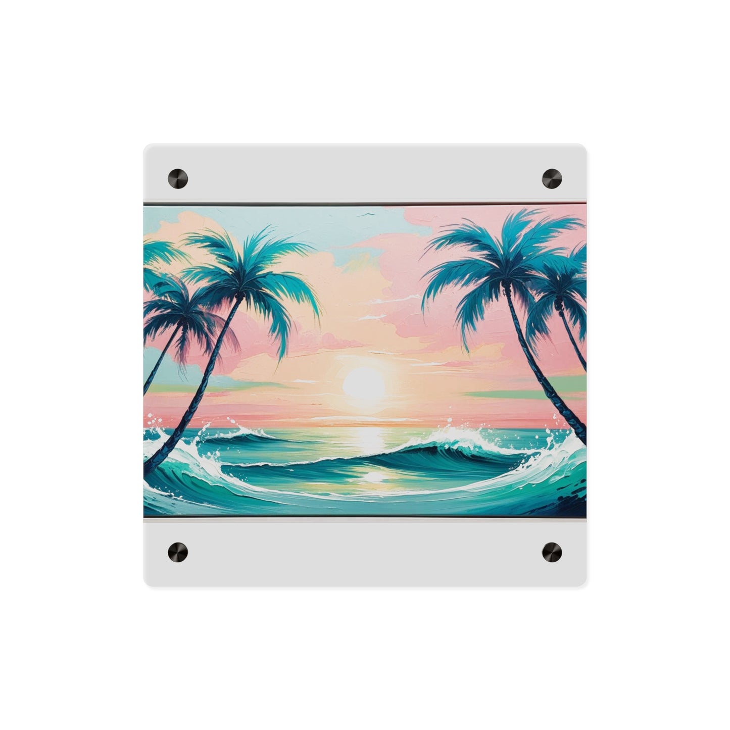 Palm Wave Paradise – Beach Sunset Acrylic Wall Panel
