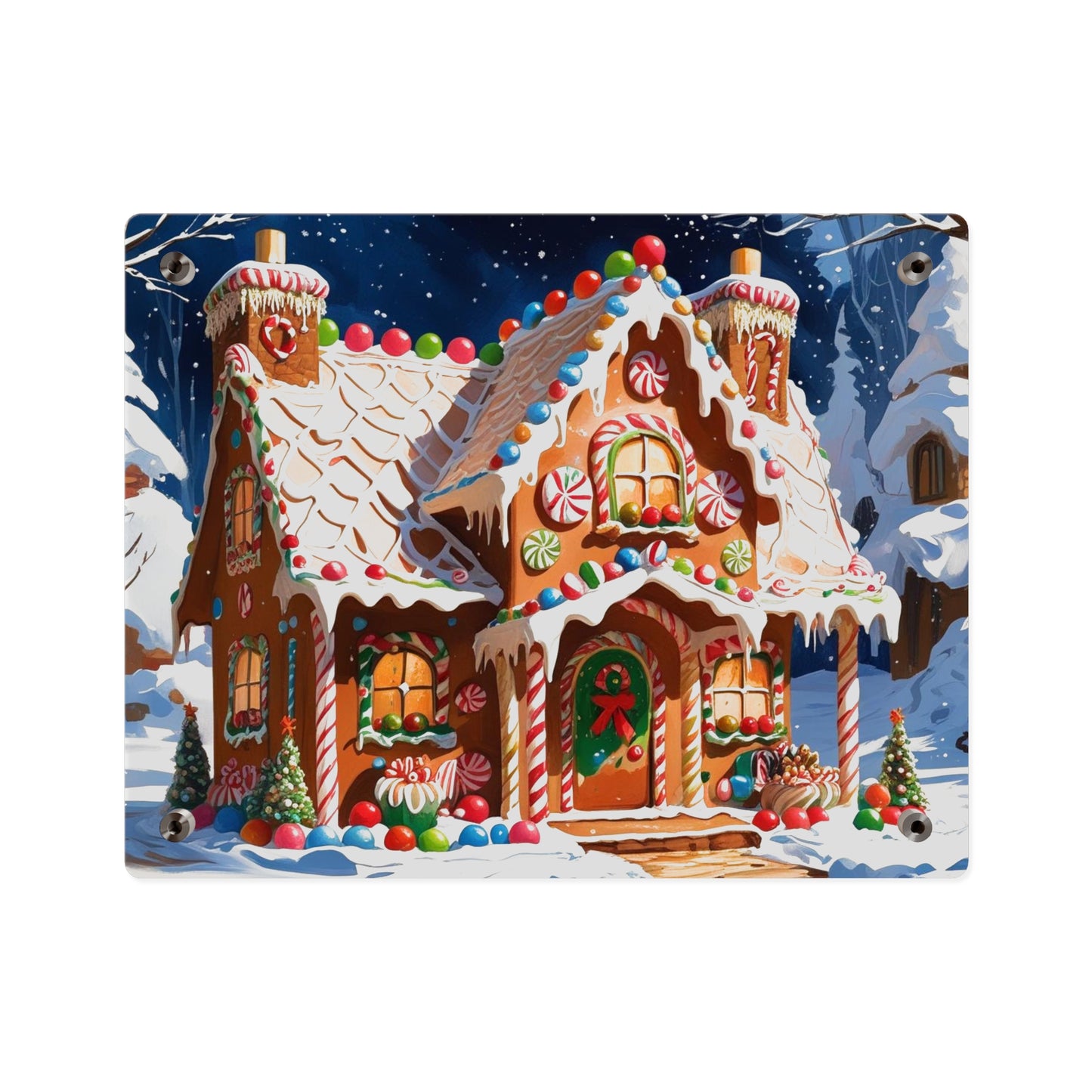 Festive Gingerbread House Acrylic Wall Art – Christmas Holiday Décor