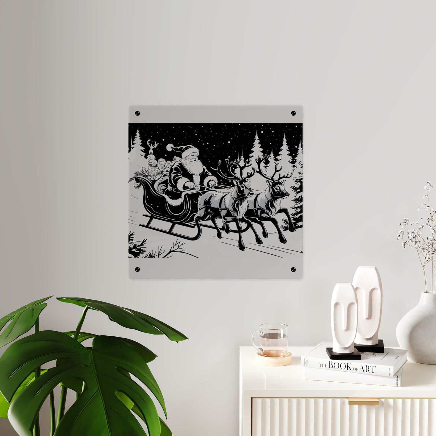 Santa's Sleigh Night Sky - Acrylic Wall Art Panel