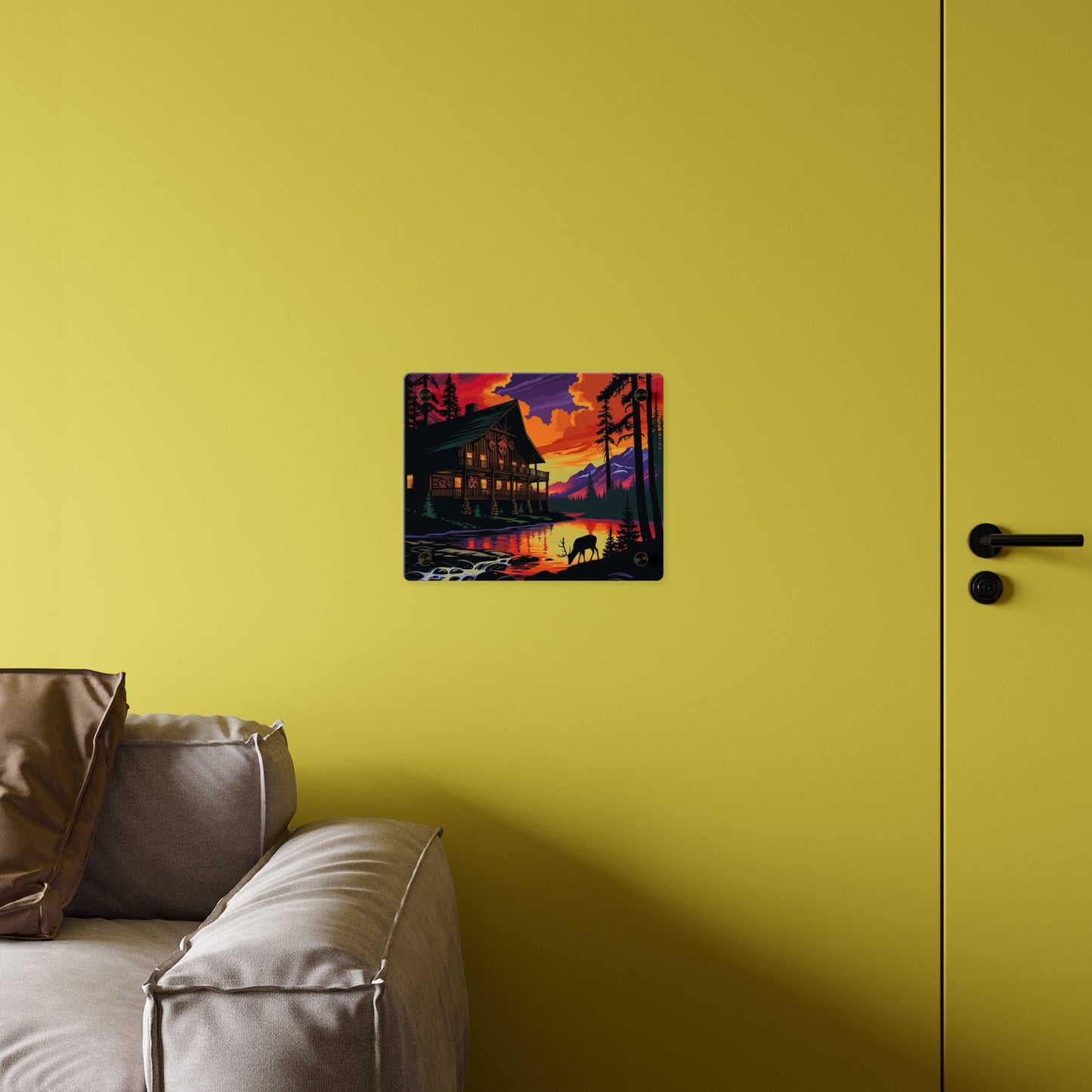 Cabin by the Stream – Acrylic Rustic Wall Art