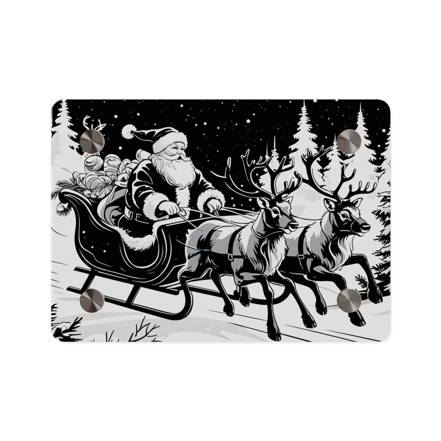 Santa's Sleigh Night Sky - Acrylic Wall Art Panel
