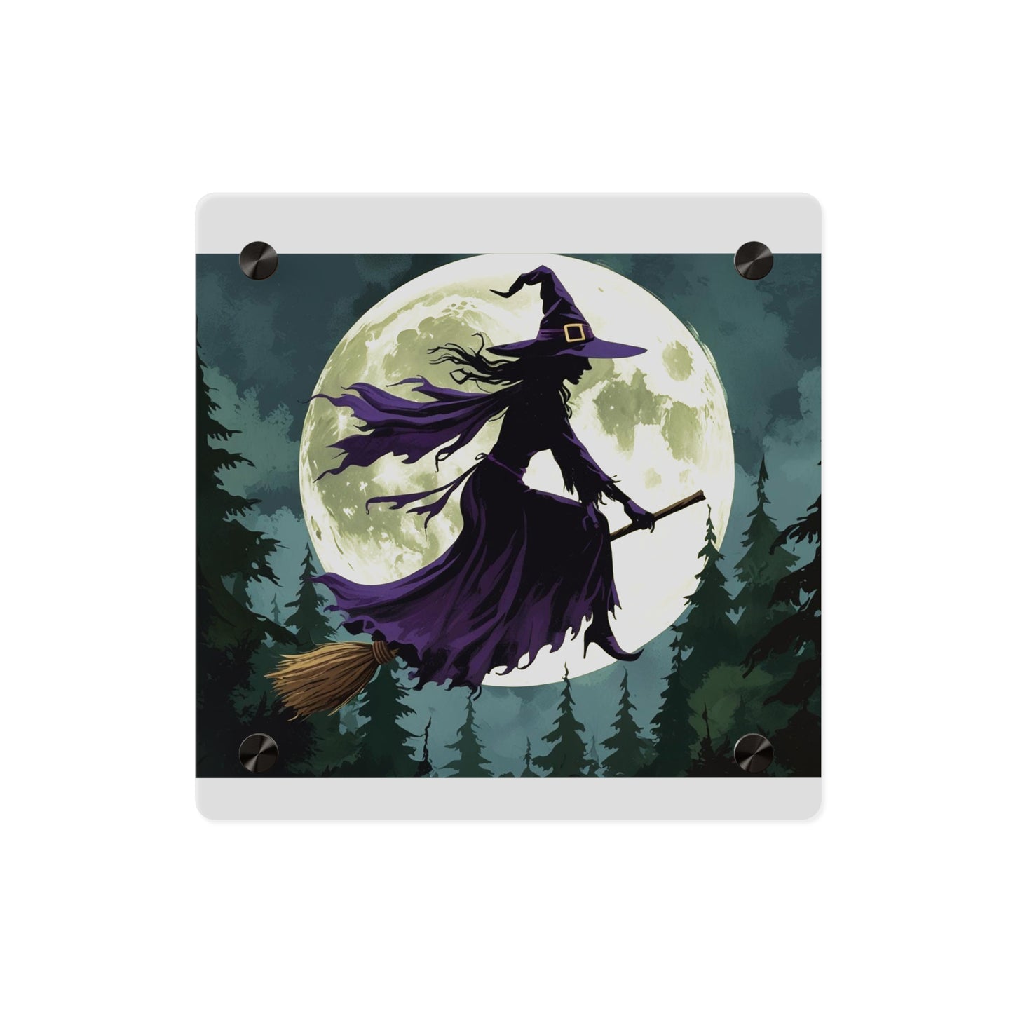 Acrylic Wall Art Panels - Witch and Moon Decor, Perfect for Halloween