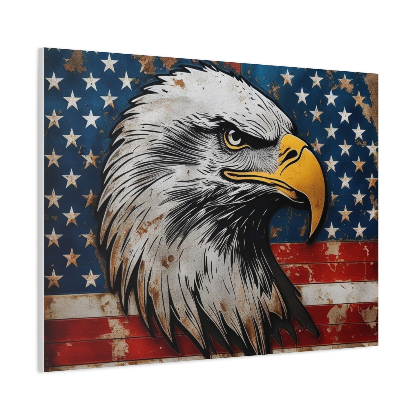 Tablou pe pânză Weathered Glory – Decor rustic de perete cu vultur pleșuv și stele
