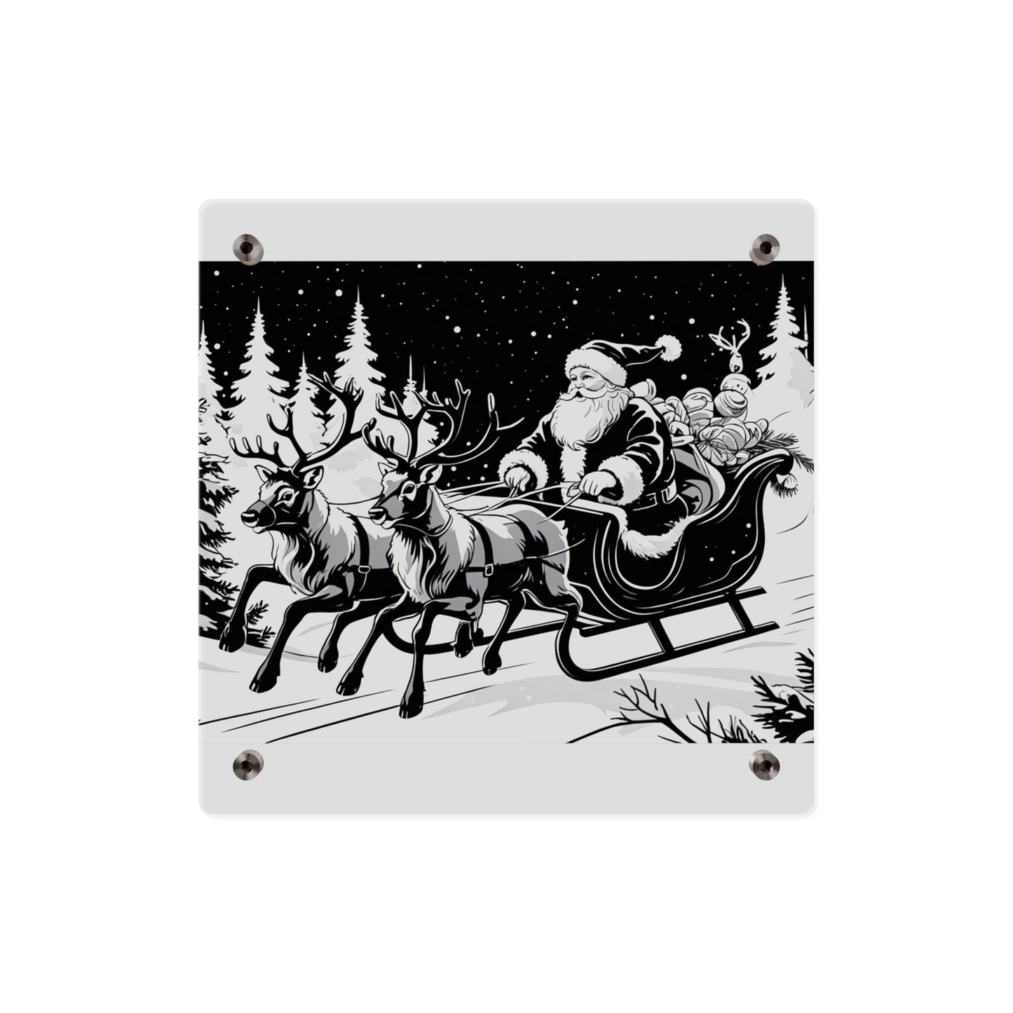 Santa's Sleigh Night Sky - Acrylic Wall Art Panel