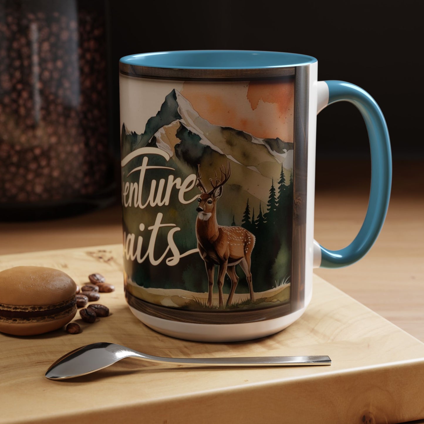 Adventure Awaits Accent Coffee Mug - Nature Lover Travel Gift