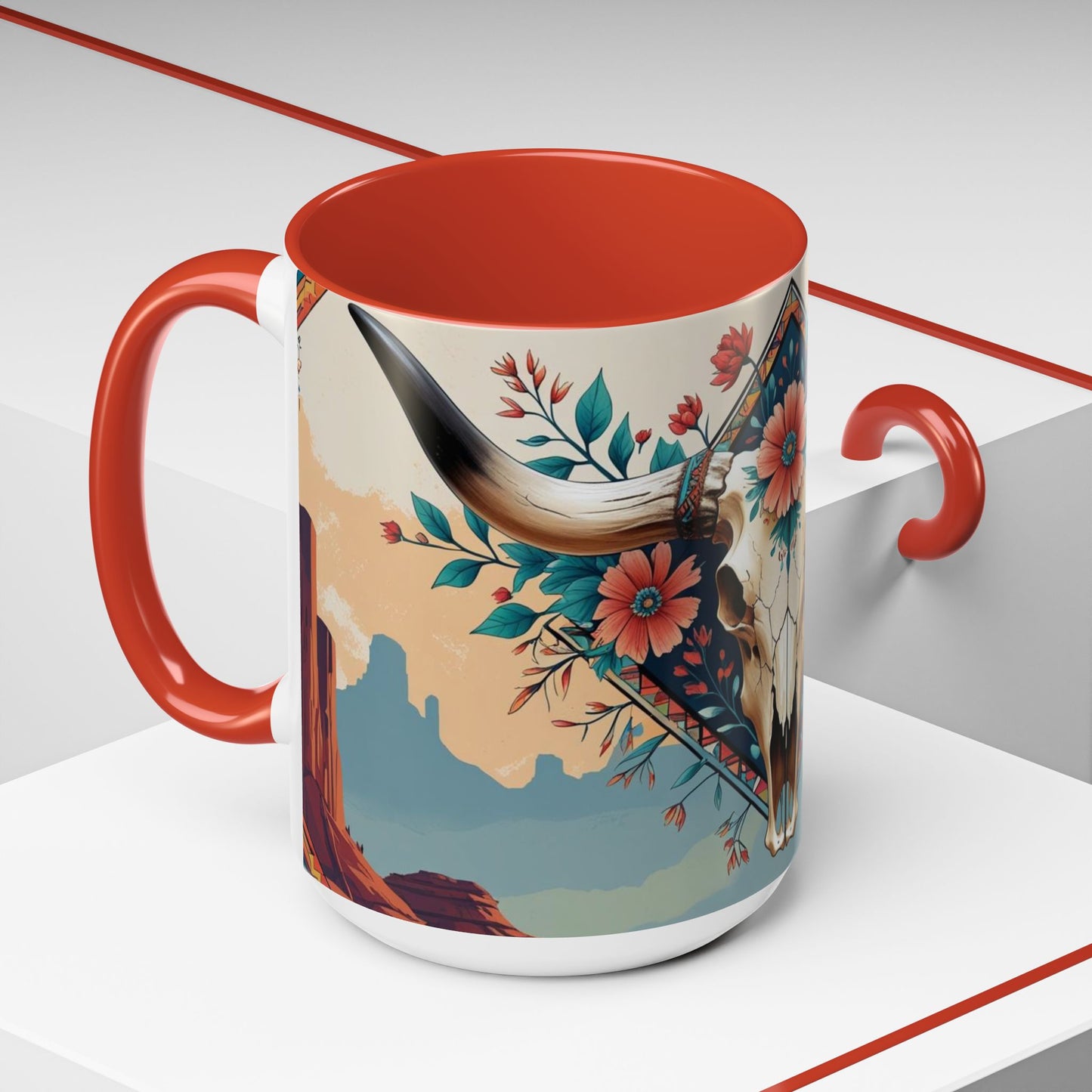 Bohemian Skull Coffee Mug, Unique Western Skull Gift