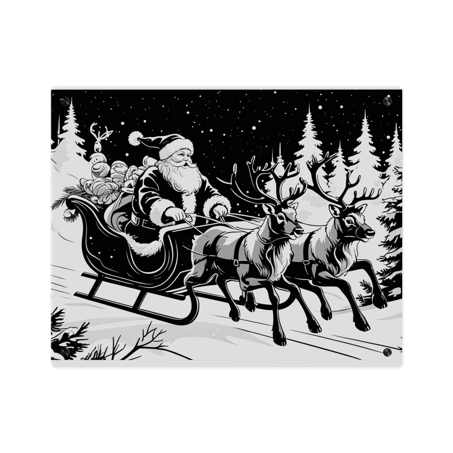 Santa's Sleigh Night Sky - Acrylic Wall Art Panel