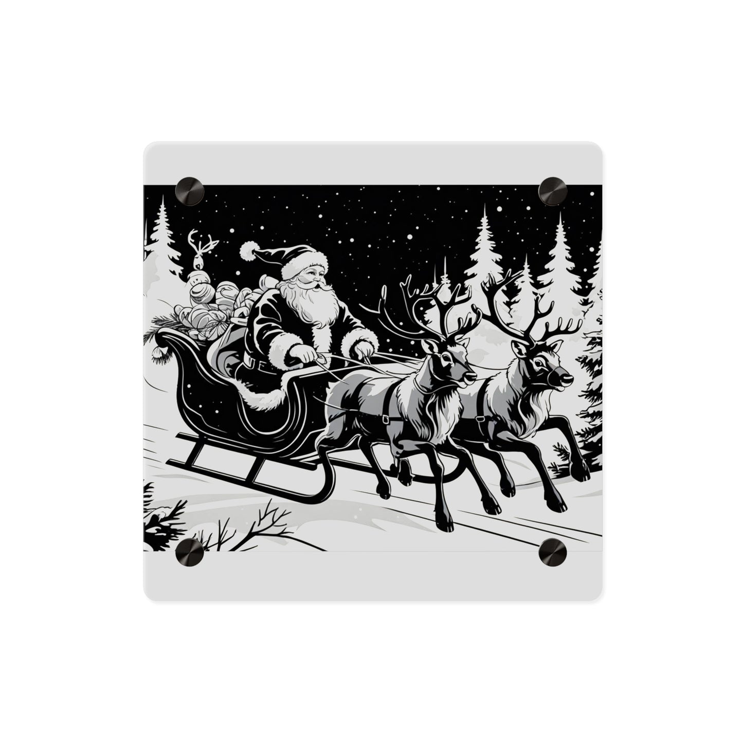 Santa's Sleigh Night Sky - Acrylic Wall Art Panel