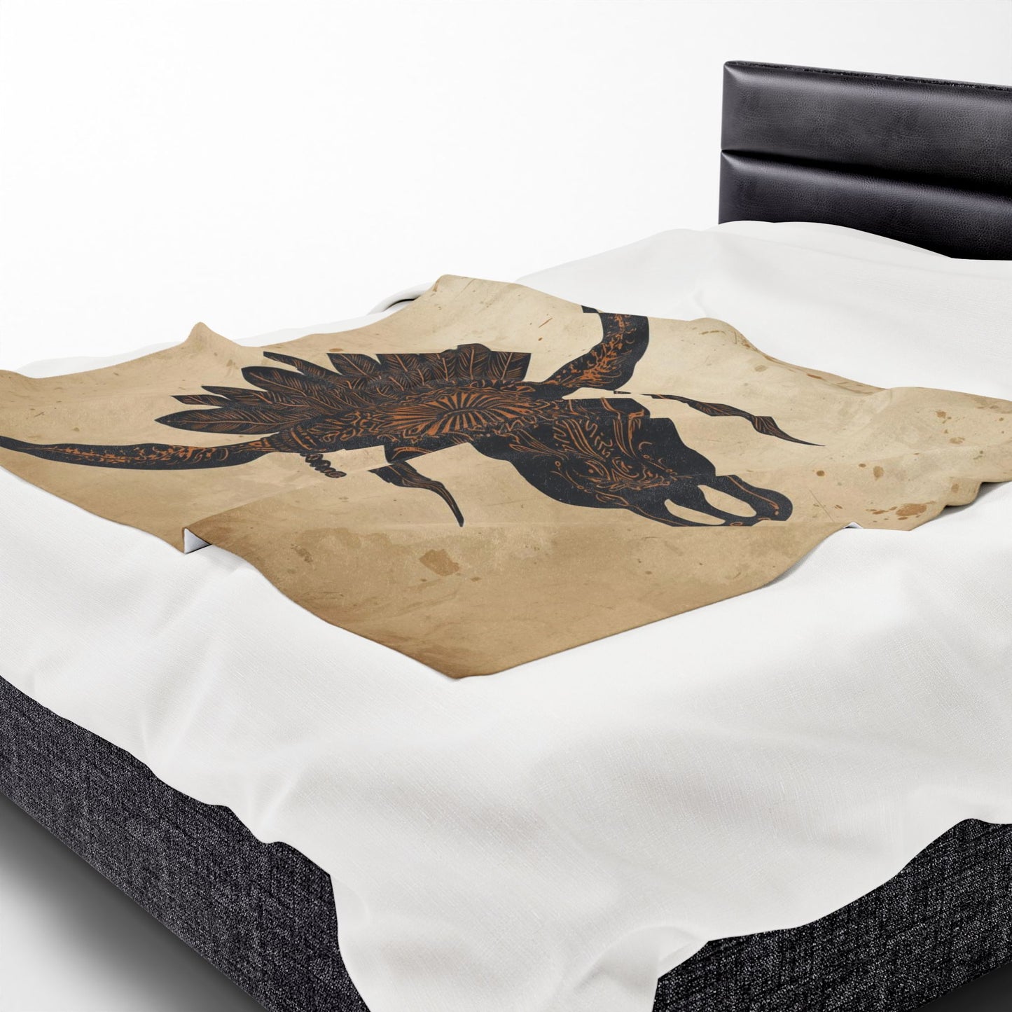 Bohemian Cow Skull Velveteen Plush Blanket