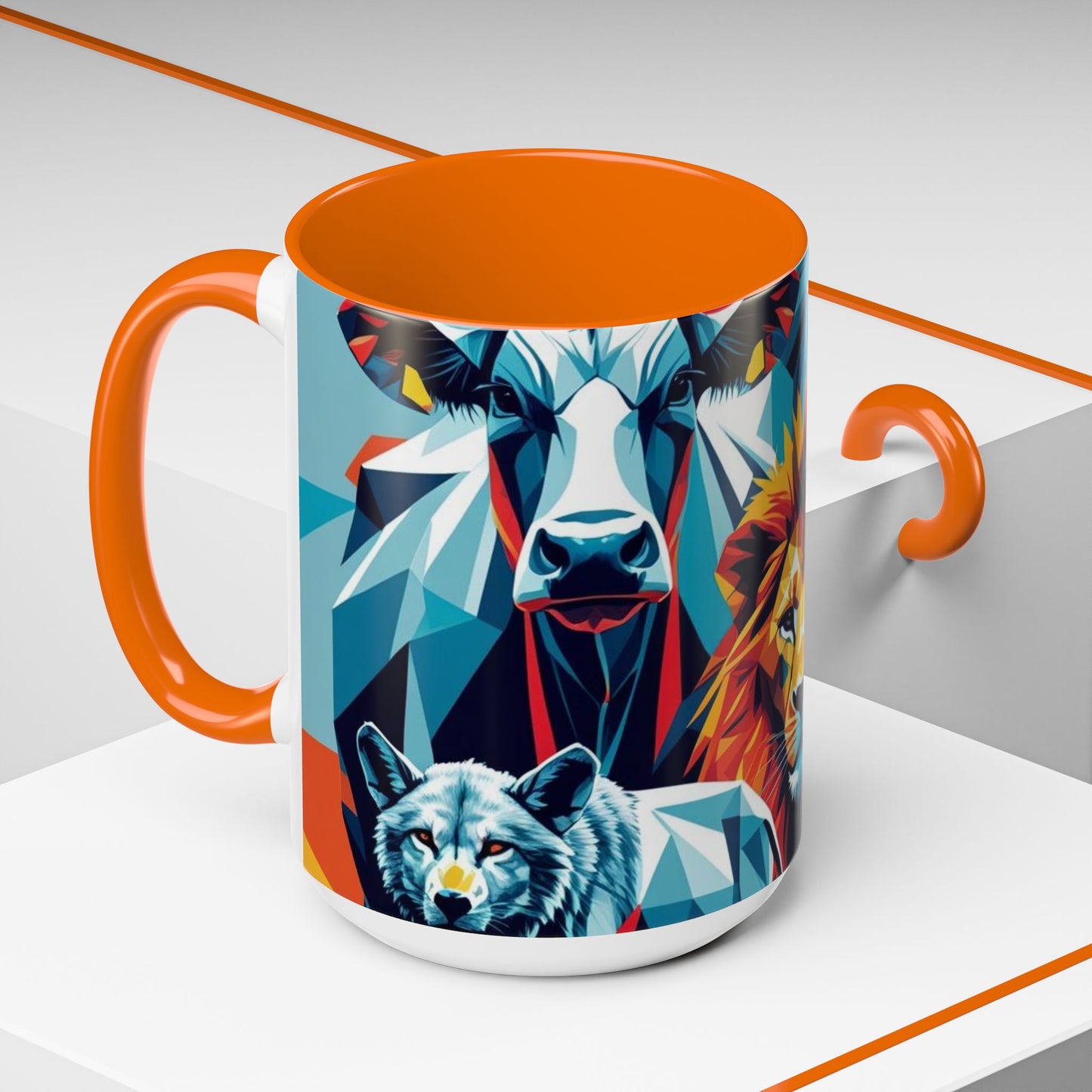 Cană de cafea cu artă animală vibrantă - cadou cu design îndrăzneț pentru animale sălbatice