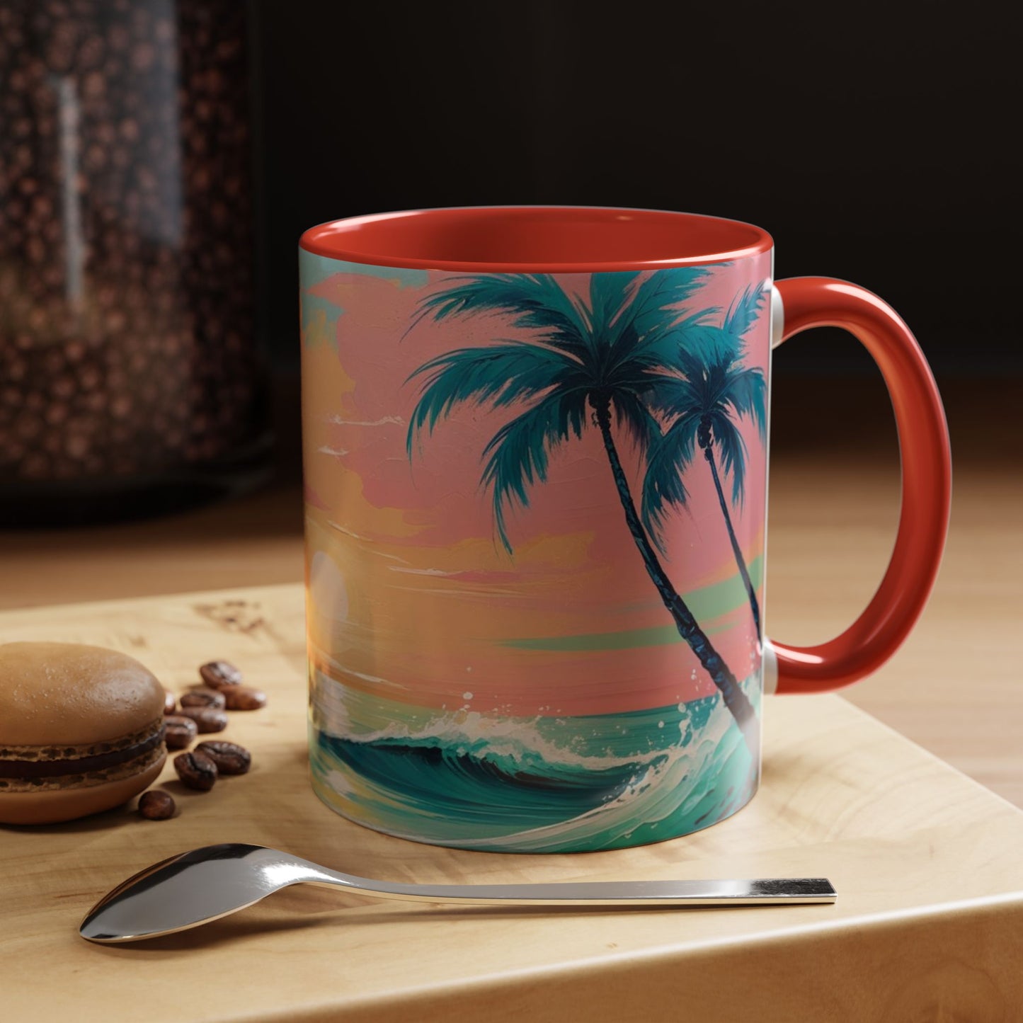 Coffee Mug, Tropical Sunset Beach Lover Gift, Vibrant Ceramic Ocean Theme Drinkware