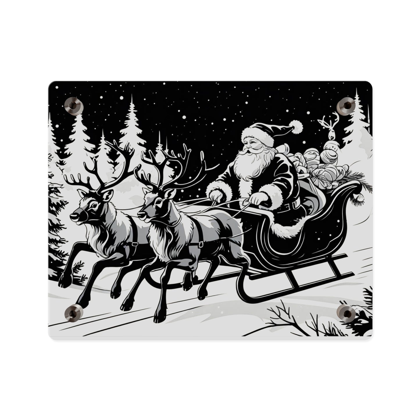 Santa's Sleigh Night Sky - Acrylic Wall Art Panel