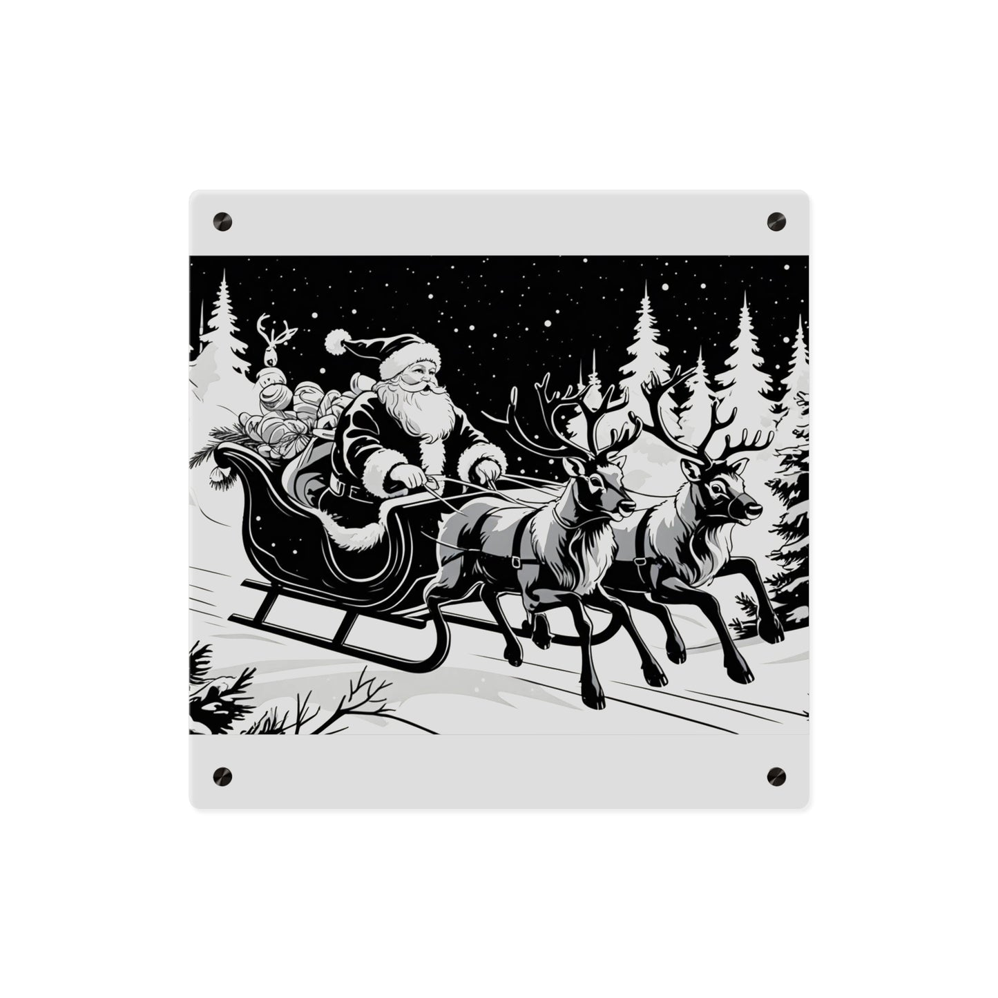 Santa's Sleigh Night Sky - Acrylic Wall Art Panel