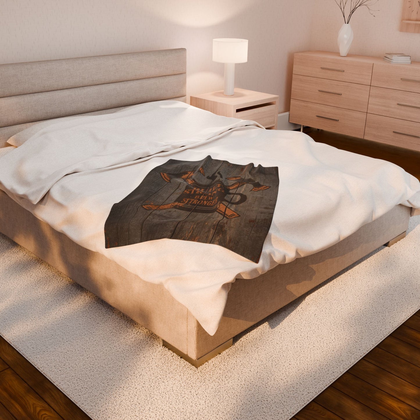 Rustic 'Built Strong' Cozy Velveteen Plush Blanket