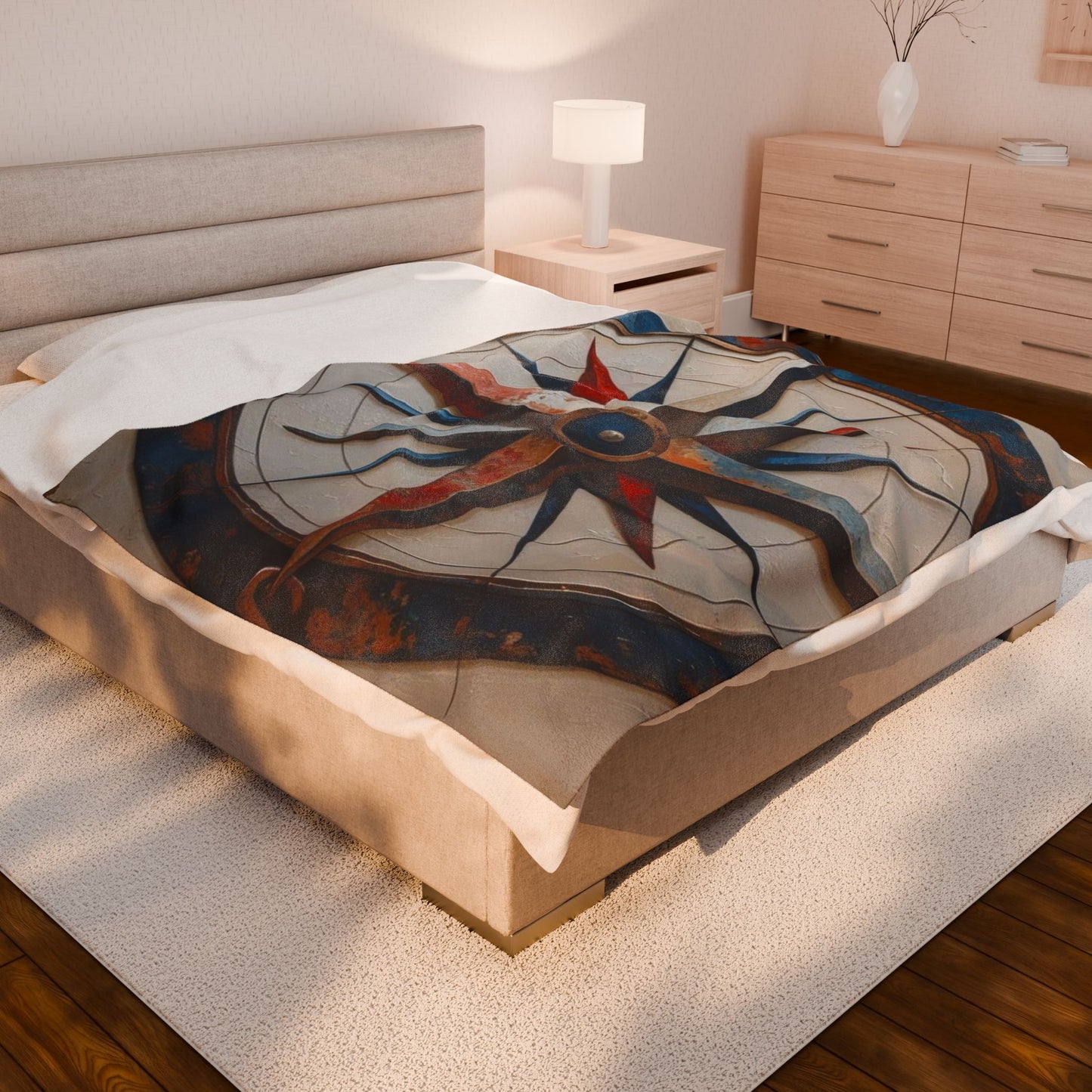 Nautical Compass Plush Blanket