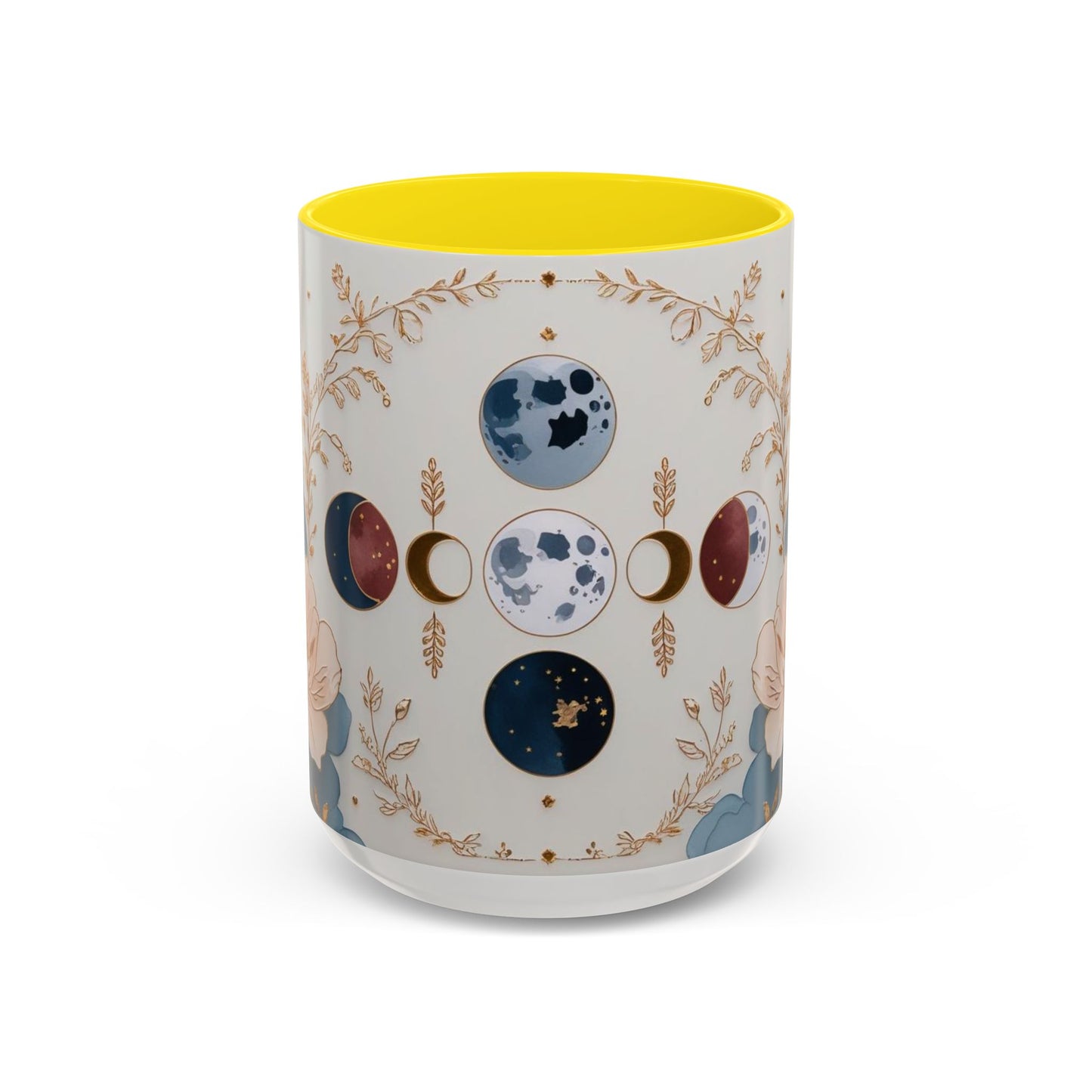 Celestial Floral Accent Coffee Mug- Mystic Moon Decor Drink-ware