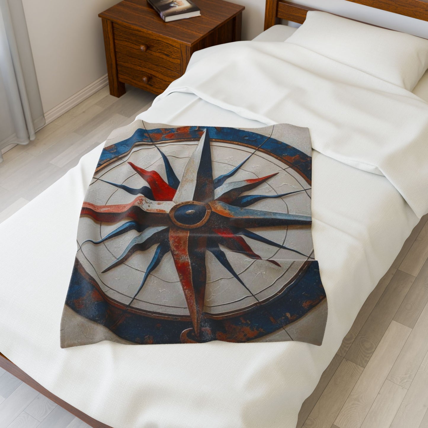 Nautical Compass Plush Blanket