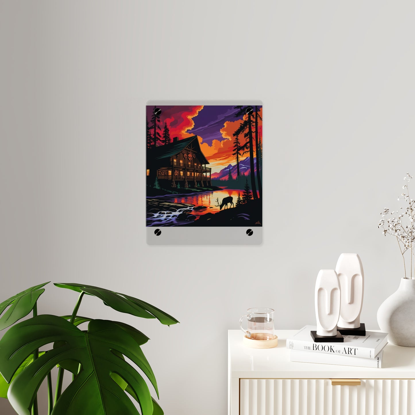 Cabin by the Stream – Acrylic Rustic Wall Art