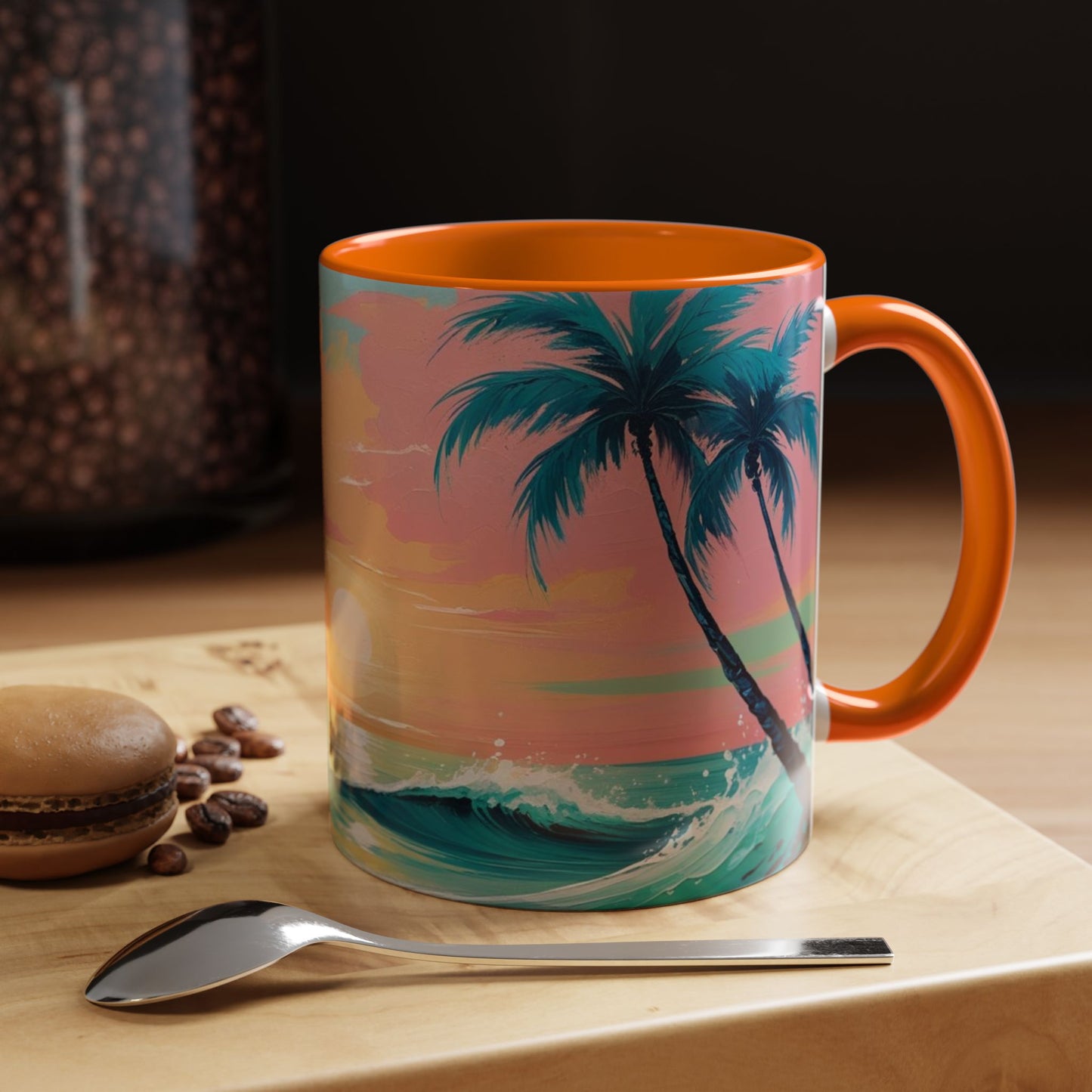 Coffee Mug, Tropical Sunset Beach Lover Gift, Vibrant Ceramic Ocean Theme Drinkware