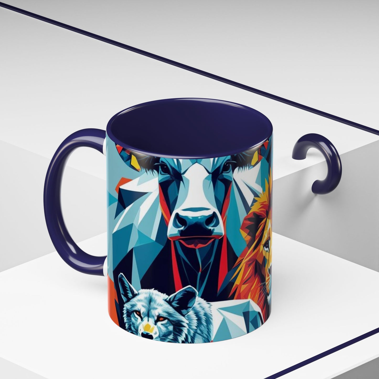Cană de cafea cu artă animală vibrantă - cadou cu design îndrăzneț pentru animale sălbatice