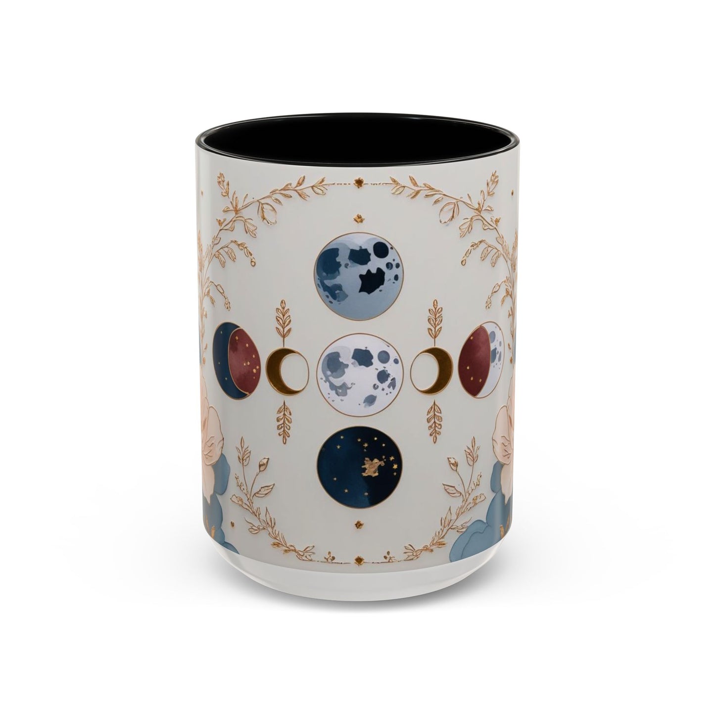 Celestial Floral Accent Coffee Mug- Mystic Moon Decor Drink-ware