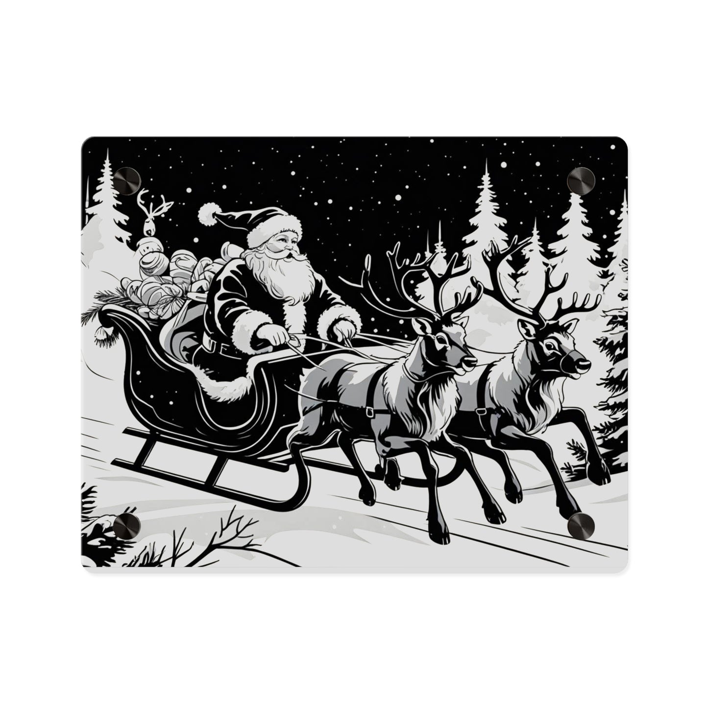 Santa's Sleigh Night Sky - Acrylic Wall Art Panel