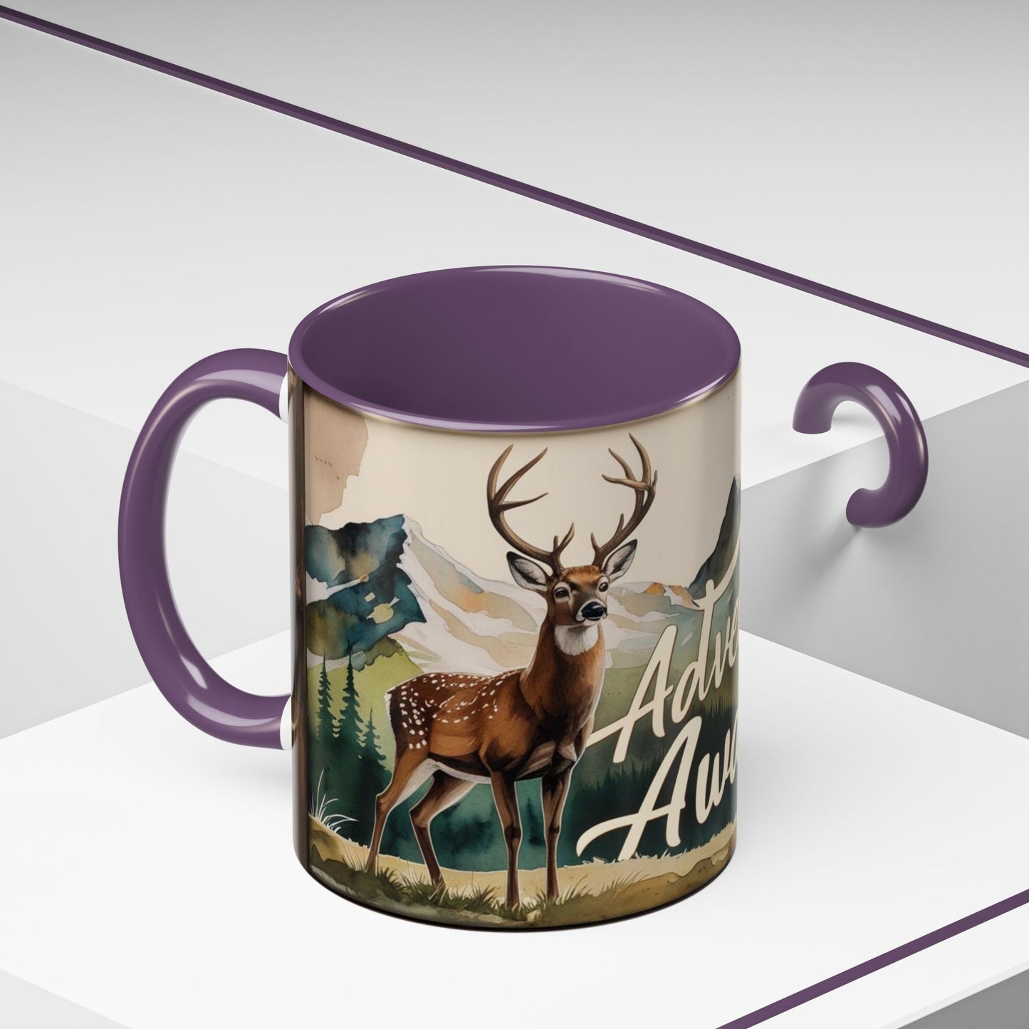 Adventure Awaits Accent Coffee Mug - Nature Lover Travel Gift