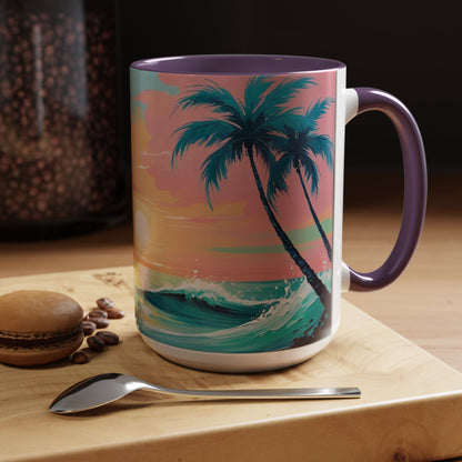 Coffee Mug, Tropical Sunset Beach Lover Gift, Vibrant Ceramic Ocean Theme Drinkware