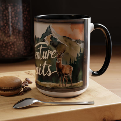 Adventure Awaits Accent Coffee Mug - Nature Lover Travel Gift