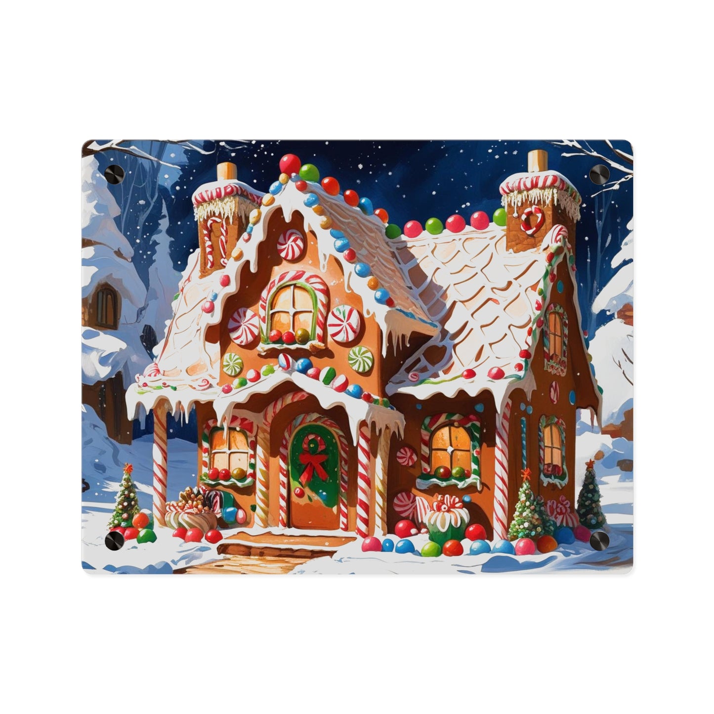 Festive Gingerbread House Acrylic Wall Art – Christmas Holiday Décor