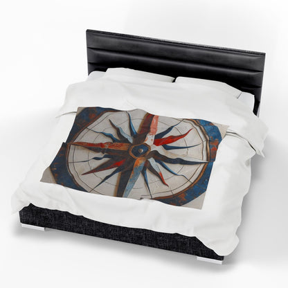 Nautical Compass Plush Blanket