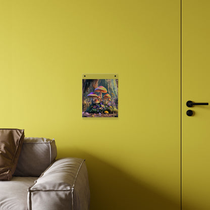 Zână de pădure cu ciuperci – Tablou acrilic rustic cu pădure