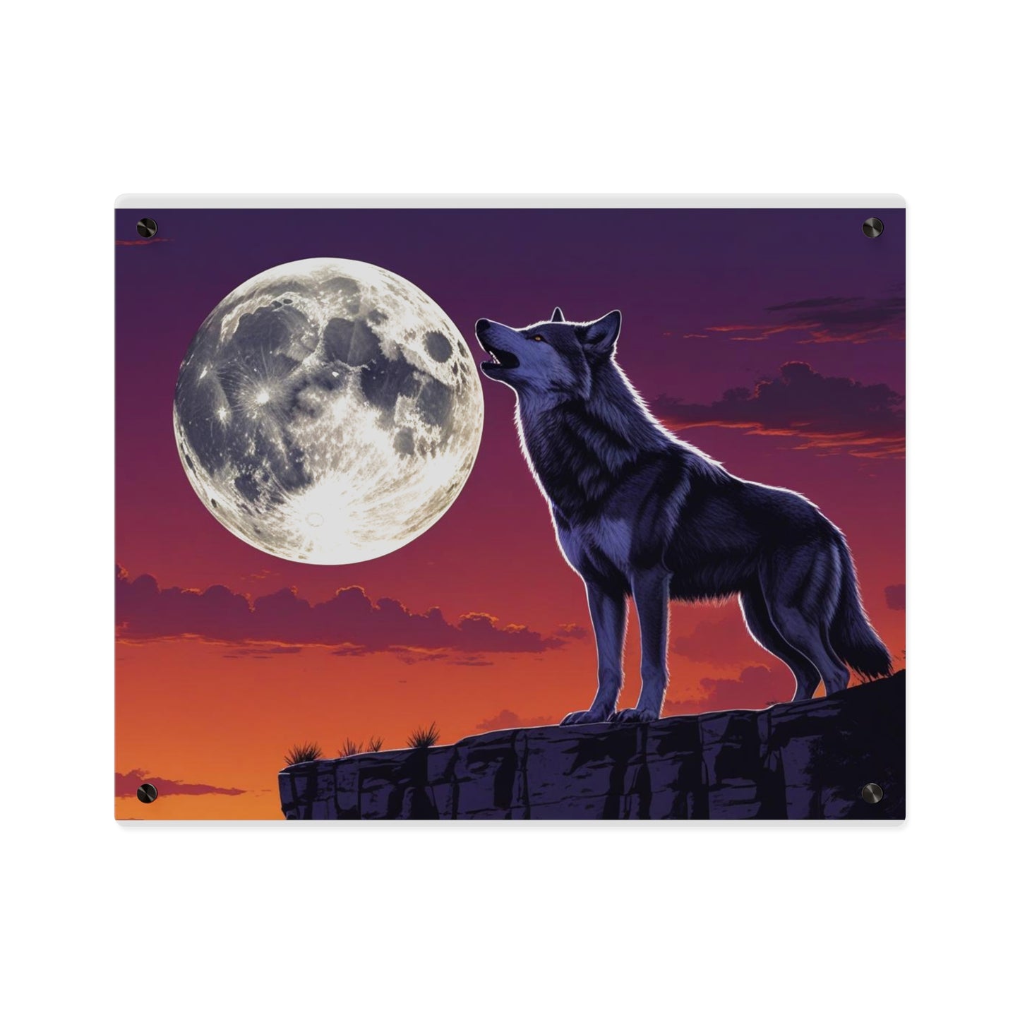 Moonlit Wolf Acrylic Wall Art Panels