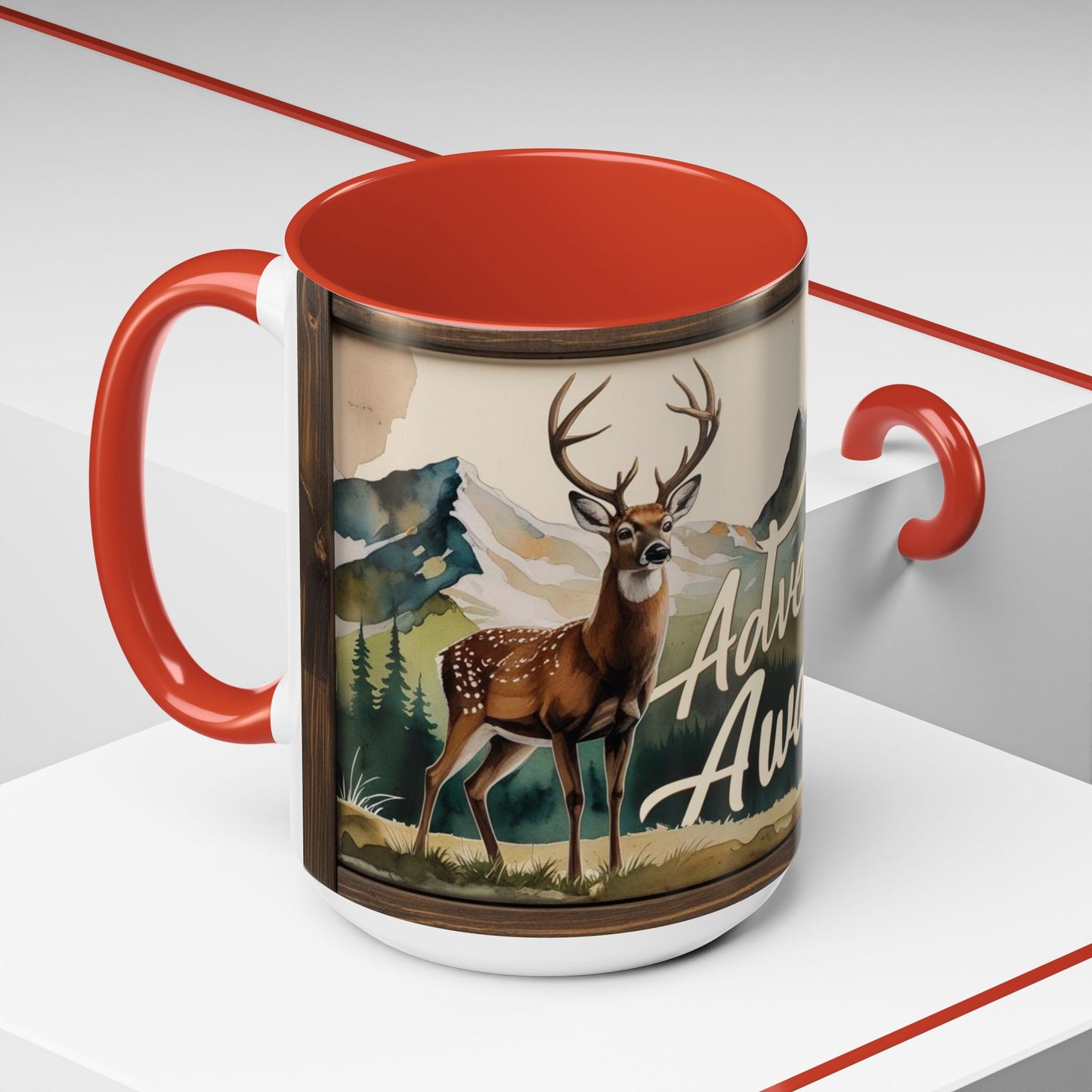 Adventure Awaits Accent Coffee Mug - Nature Lover Travel Gift