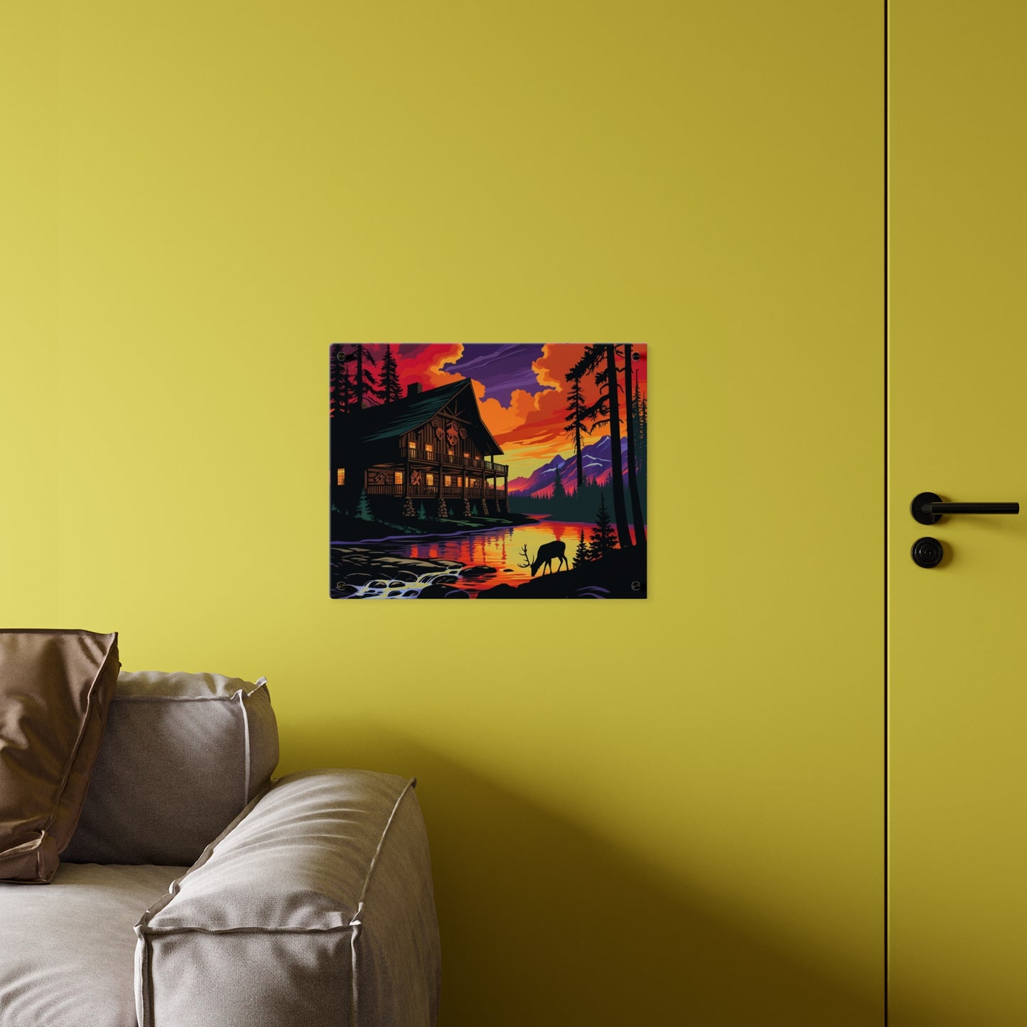 Cabin by the Stream – Acrylic Rustic Wall Art