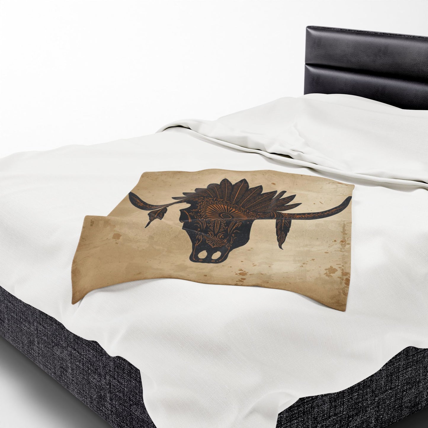 Bohemian Cow Skull Velveteen Plush Blanket