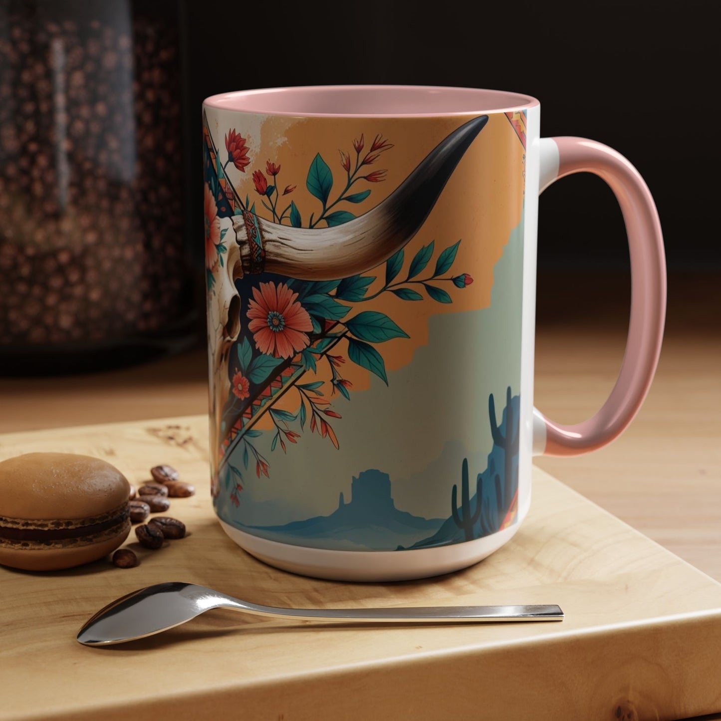Bohemian Skull Coffee Mug, Unique Western Skull Gift