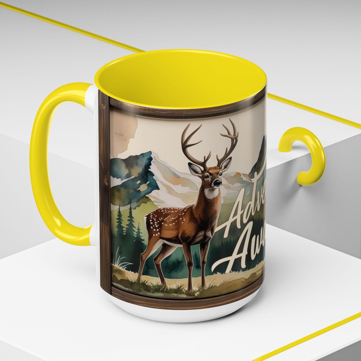 Adventure Awaits Accent Coffee Mug - Nature Lover Travel Gift