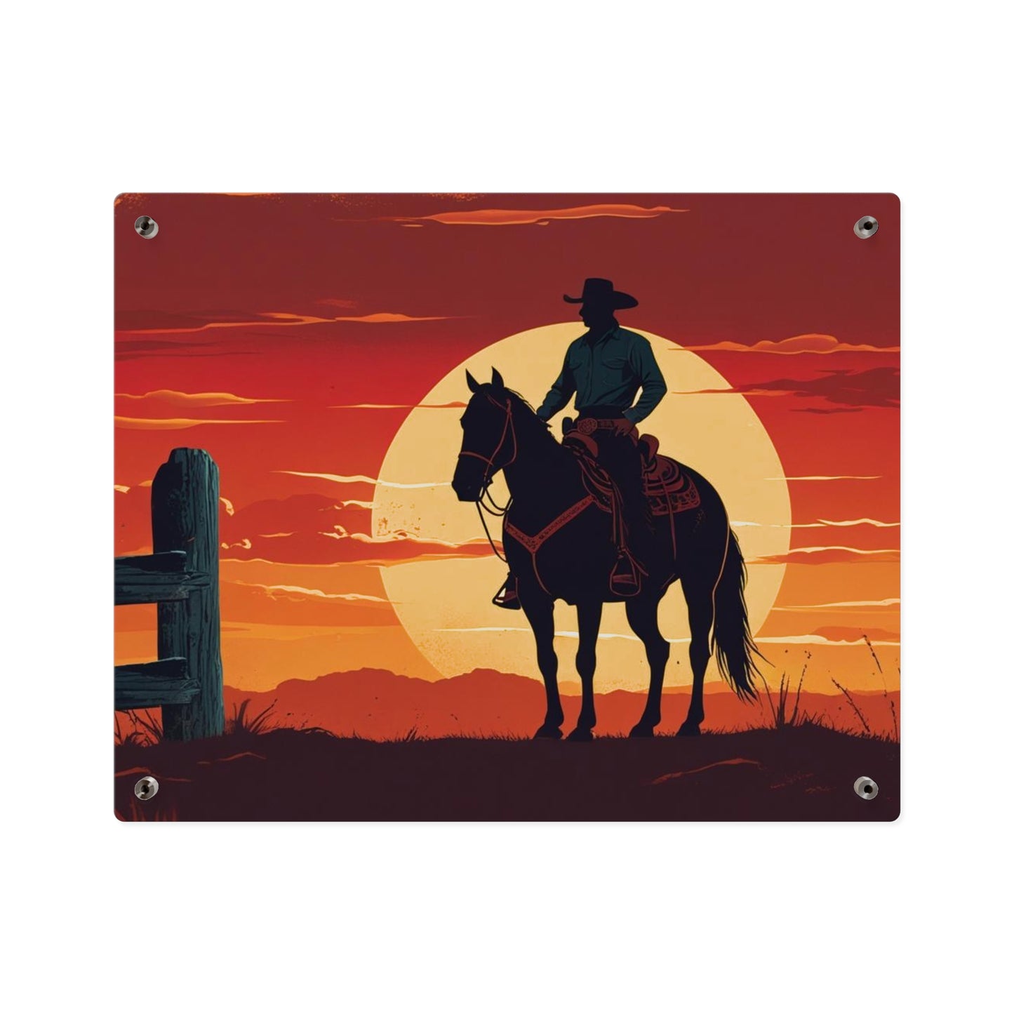 Rustic Western Sunset Acrylic Wall Art Panels - Rustic Home Decor