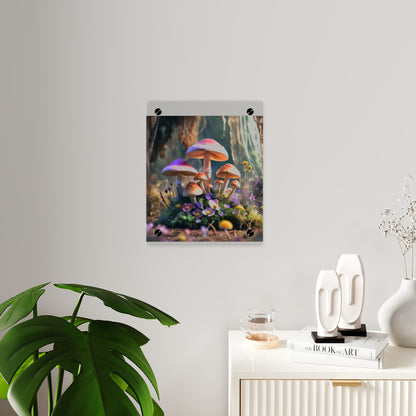 Zână de pădure cu ciuperci – Tablou acrilic rustic cu pădure