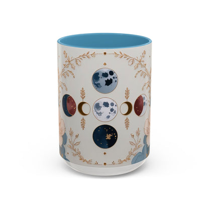 Celestial Floral Accent Coffee Mug- Mystic Moon Decor Drink-ware